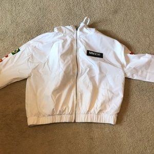 White windbreaker